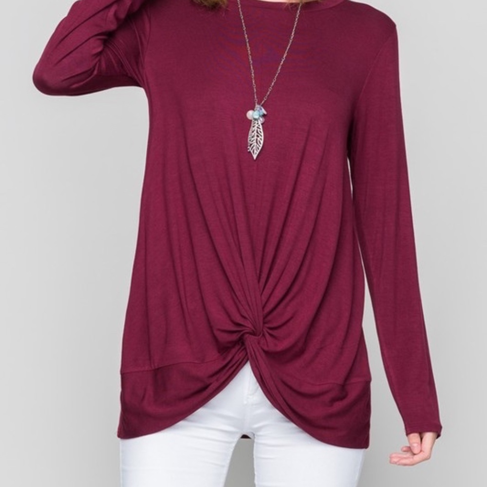 NWT Burgundy Twist-Front Tunic